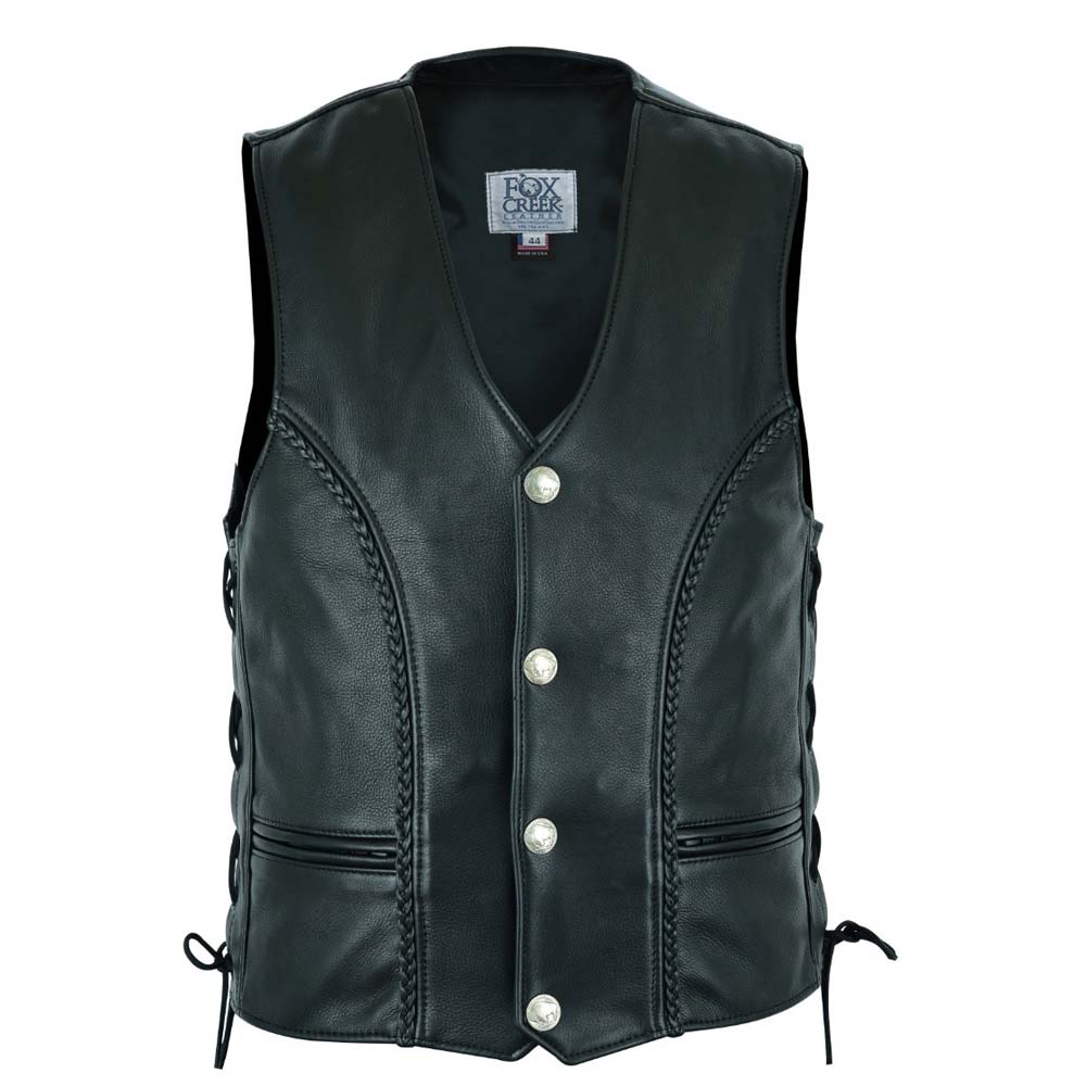 Mens Braided Vest with Buffalo Nickels