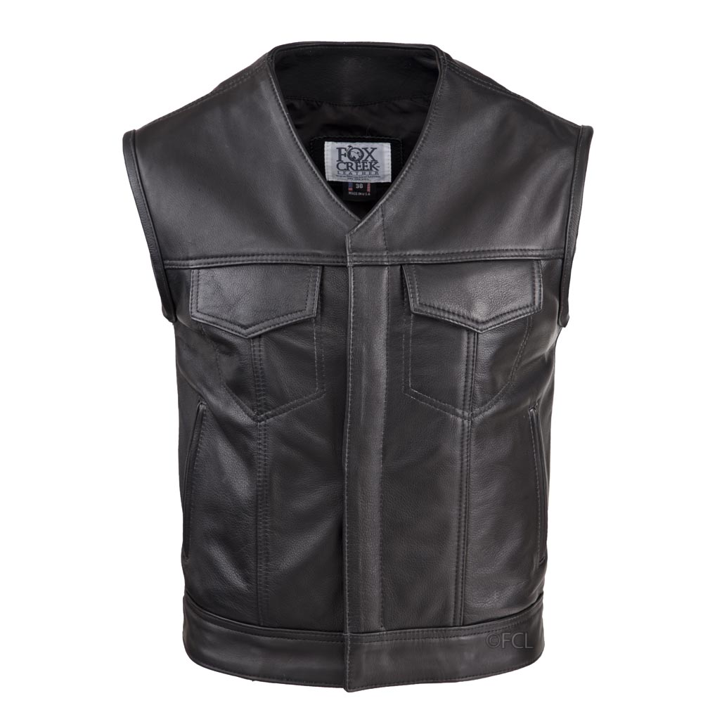 Mens V-Neck Leather Rebel Vest