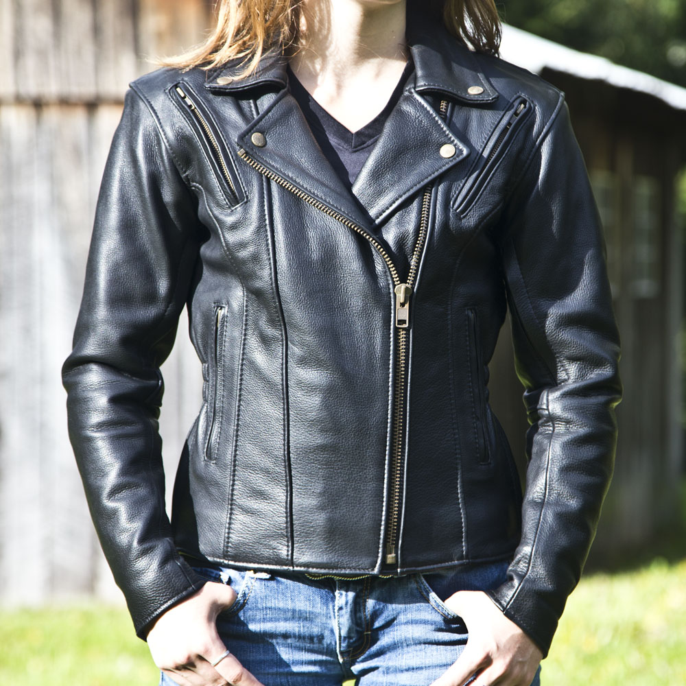 Womens Fitted Classic Motorcycle Jacket