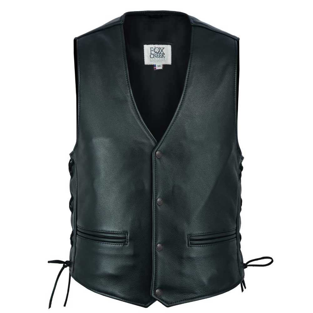 Charter Leather Vest With Extended Back