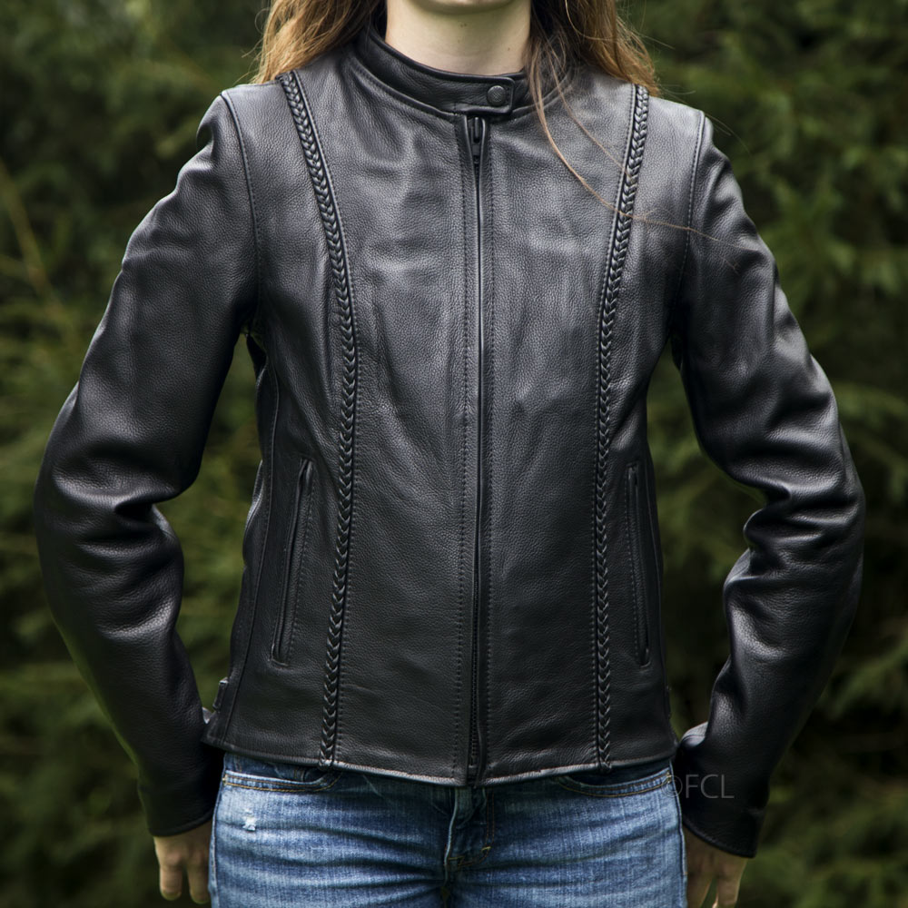 Womens Braided Leather Jacket